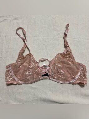 Adore Me Pink Lace Underwire Bra with Satin Accents size 34B